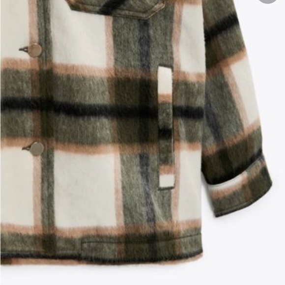 Zara Plaid Wool Overshirt Over Sized Button Down Shacket Jacket XXL - Picture 6 of 7